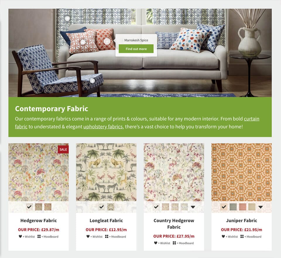 just fabrics ecommerce website